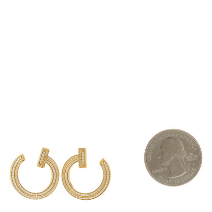 Tiffany 18K Yellow Gold Diamond T1 Open Hoop Earrings 2 of 5