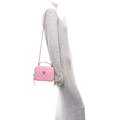 Chanel Caviar Quilted Pick Me Up Small Vanity Case Dark Pink 2 of 10