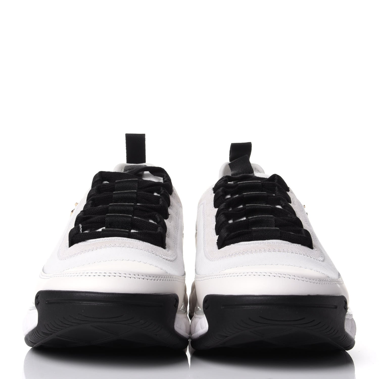 Chanel Velvet Calfskin Mixed Fibers CC Sneakers 37 Ivory Black 2 of 11