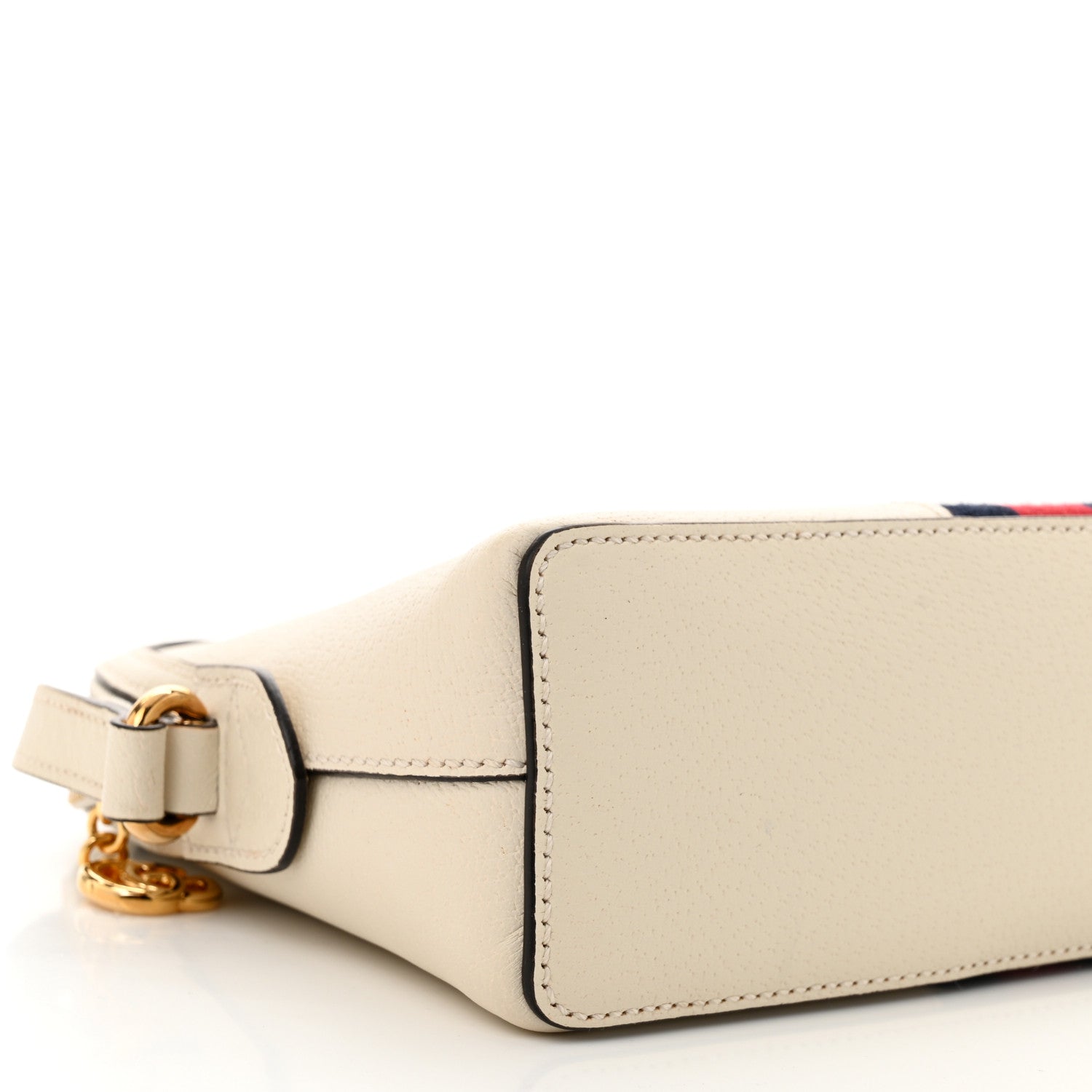 Gucci Textured Dollar Calfskin Web Small Ophidia Dome Shoulder Bag Mystic White 9 of 10