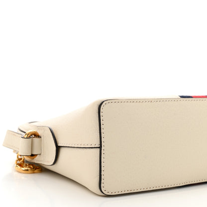 Gucci Textured Dollar Calfskin Web Small Ophidia Dome Shoulder Bag Mystic White 9 of 10