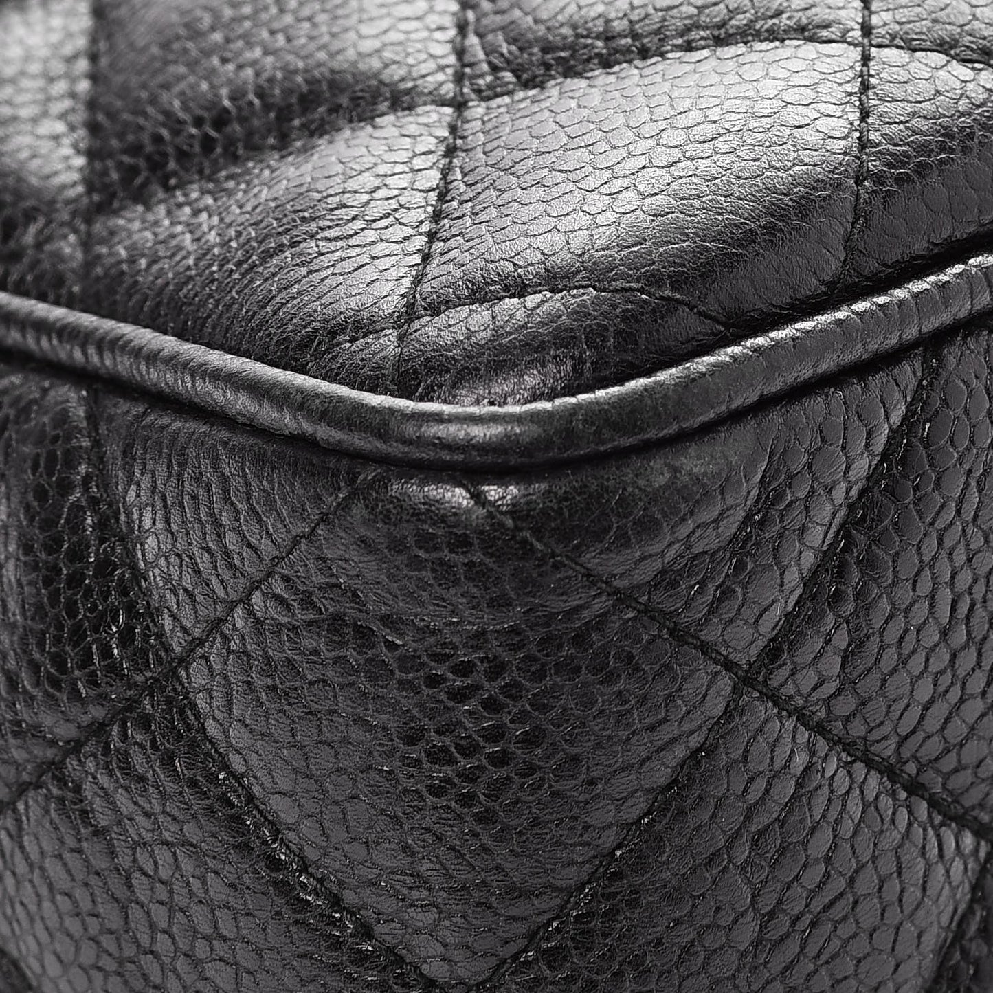 Caviar Quilted Tassel Camera Bag Black