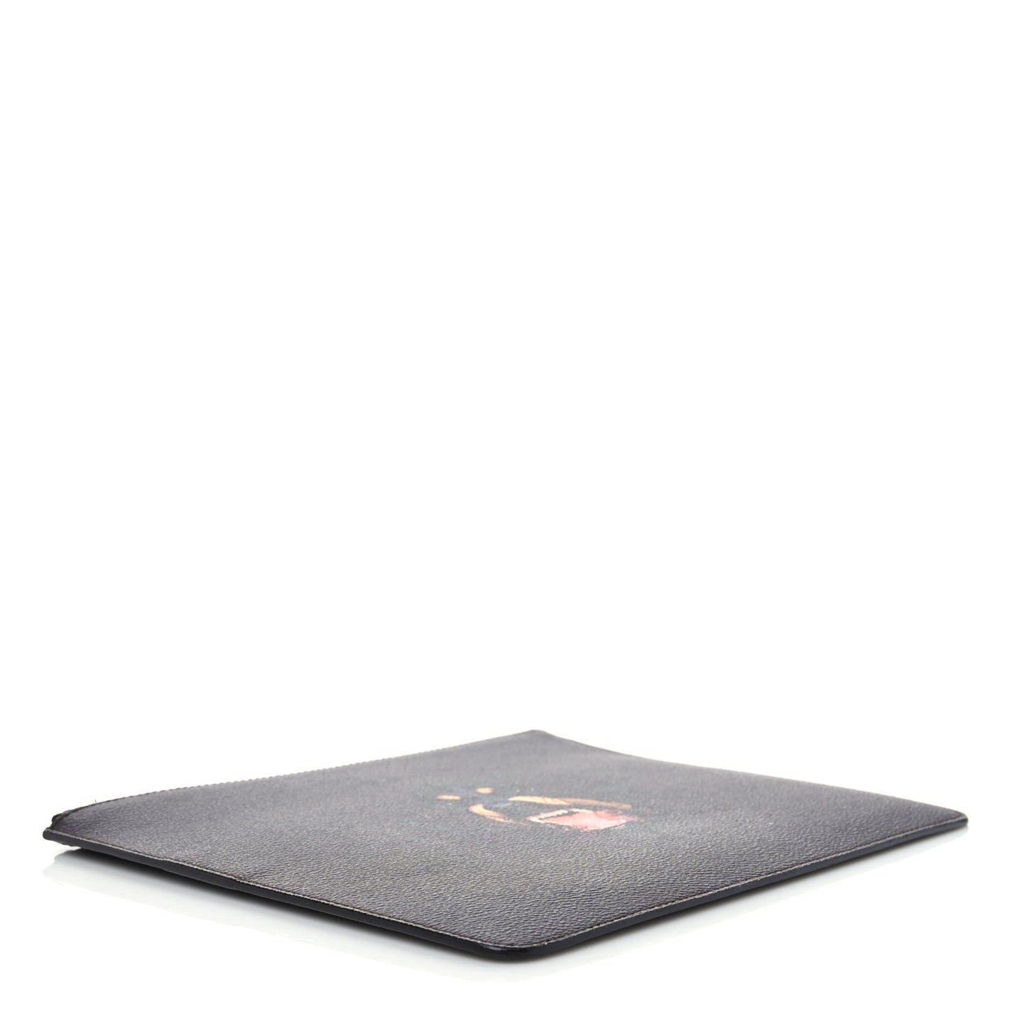 Textured Coated Canvas Rottweiler Print Medium Cosmetic Pouch Black