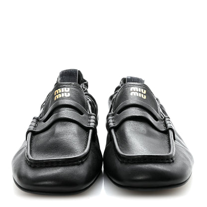Miu Miu Ruches Nappa Loafer 38 Black 3 of 9