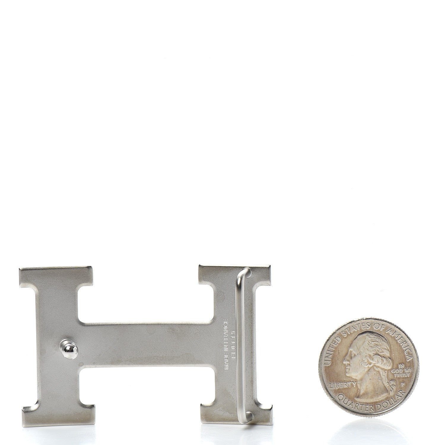 Hermes Palladium Martelee 32mm H Belt Buckle Silver 2 of 4