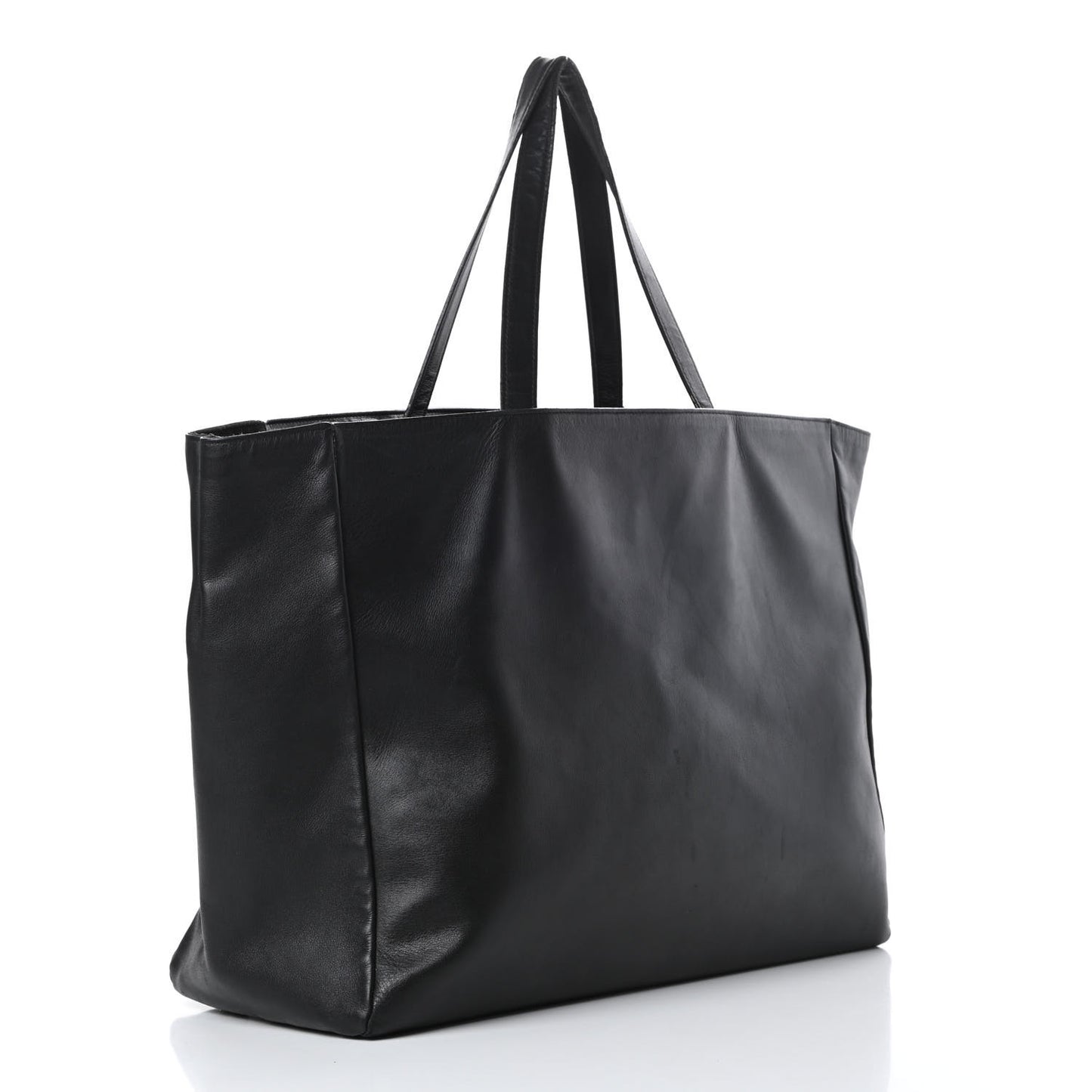 Calfskin Suede Reversible East West Shopper Tote Black
