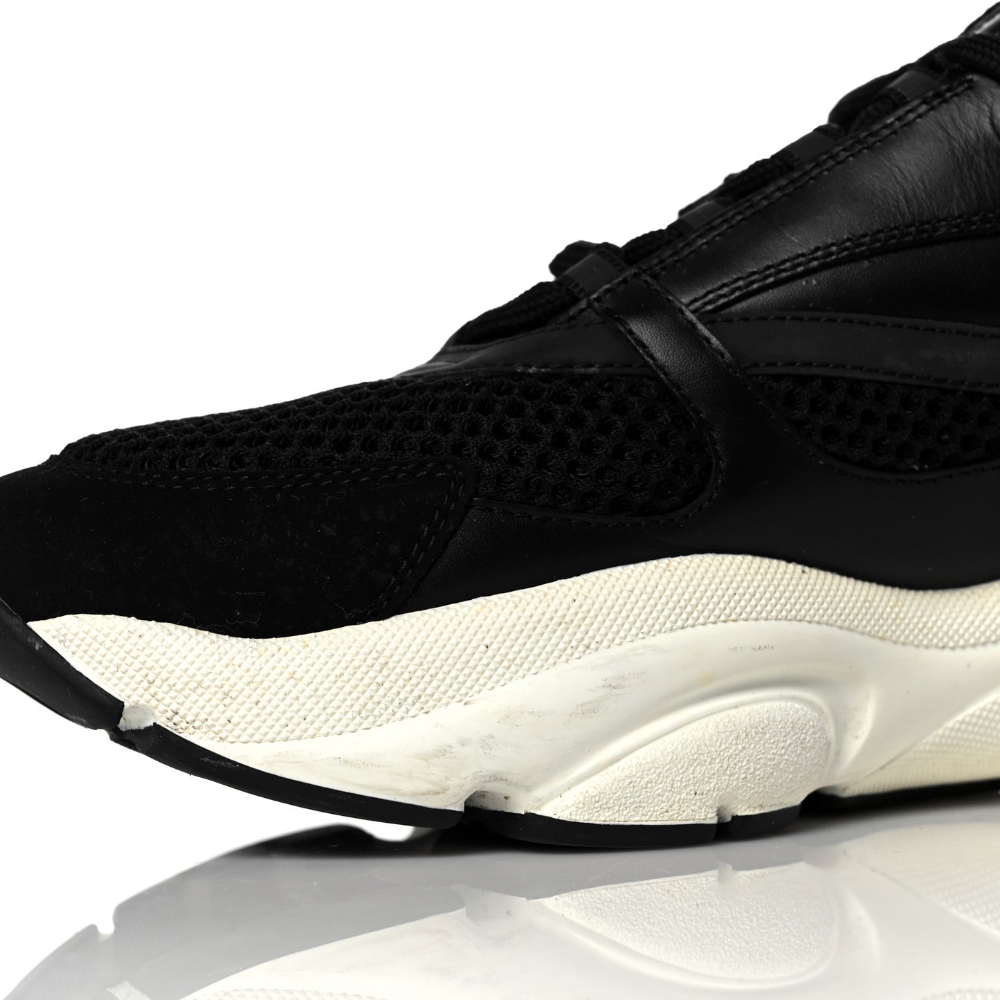 Technical Mesh Calfskin Mens B22 Sneakers 43 Black