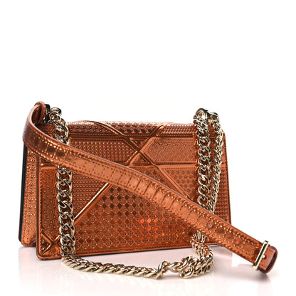 Christian Dior Metallic Patent Micro-Cannage Small Diorama Flap Bag Orange 3 of 8