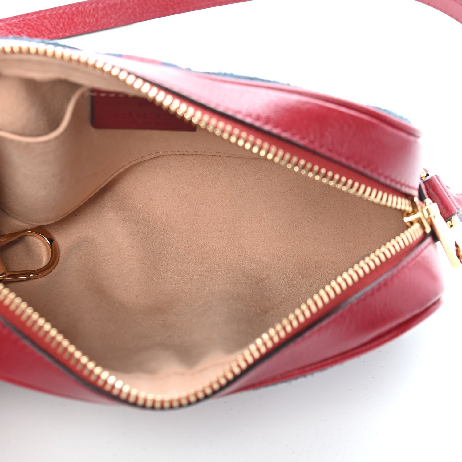 Gucci Suede Calfskin Web Mini Ophidia Shoulder Bag New Blue Romantic Cherry 5 of 9