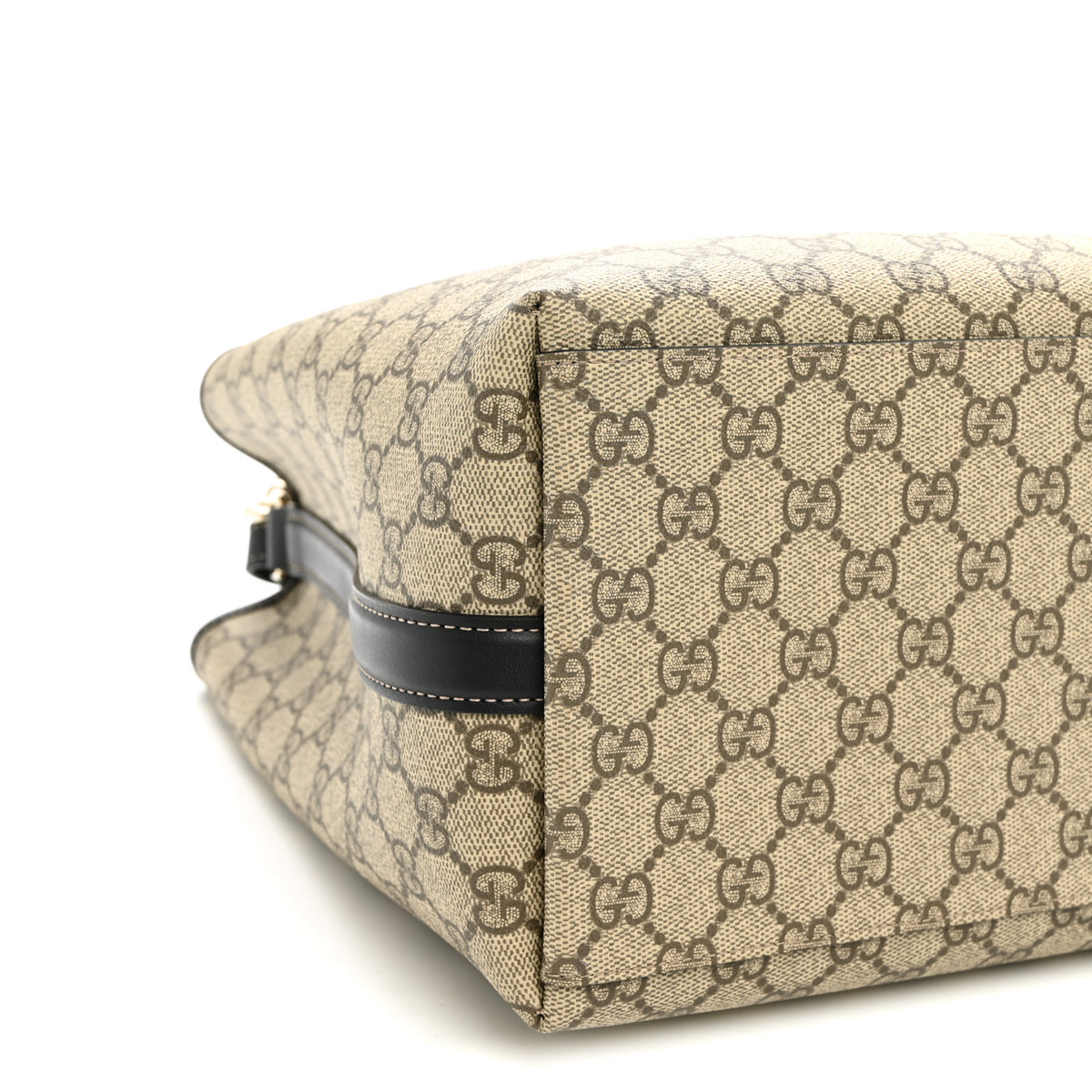 Gucci GG Supreme Monogram Medium Emblem Bucket Bag Beige Dark Brown Black 8 of 9