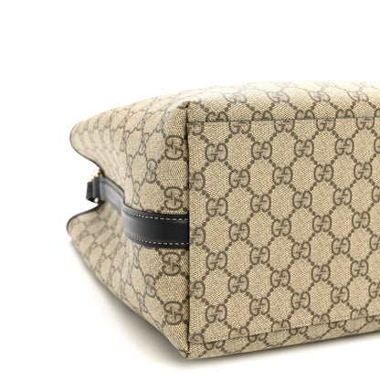 Gucci GG Supreme Monogram Medium Emblem Bucket Bag Beige Dark Brown Black 8 of 9