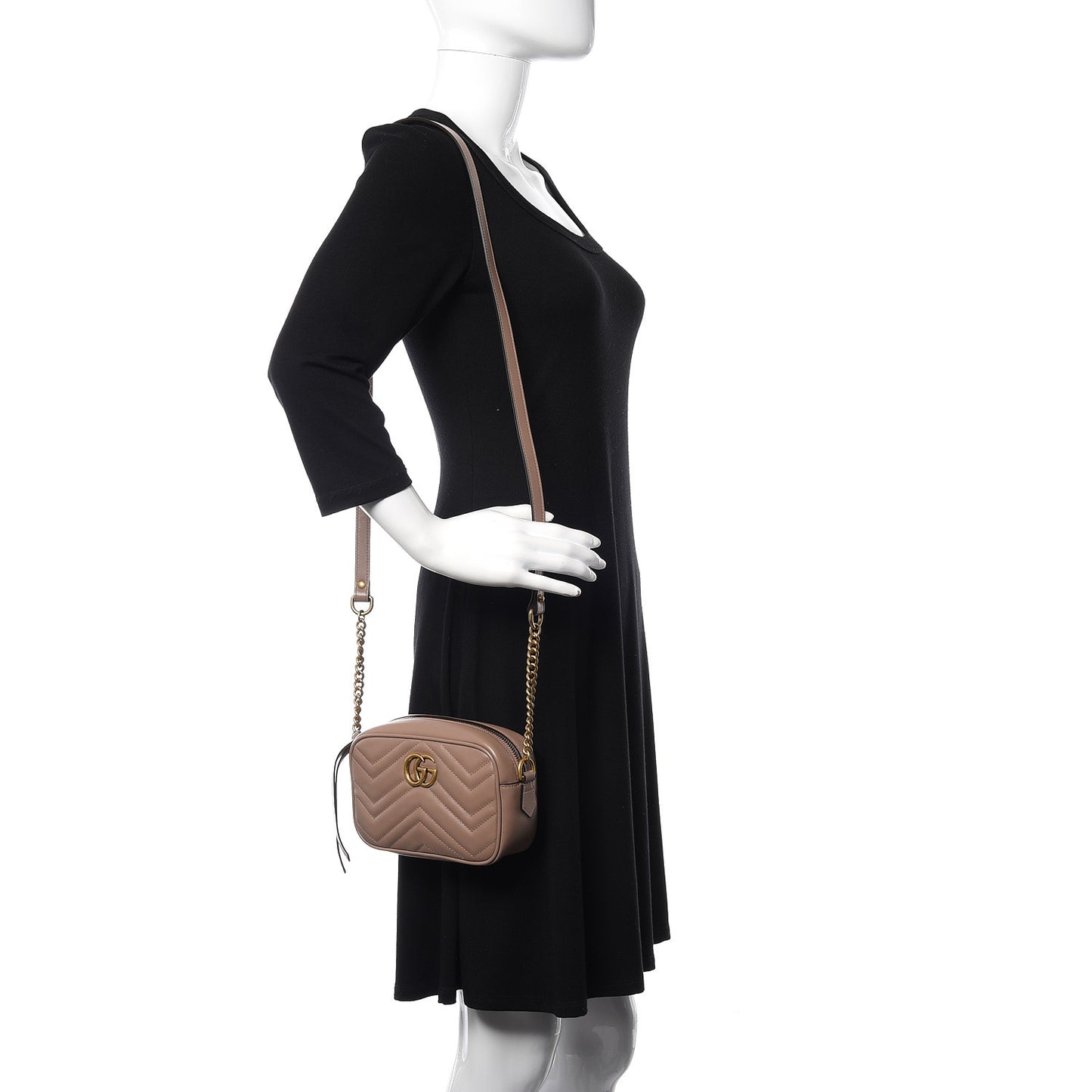 Calfskin Matelasse Mini GG Marmont Chain Shoulder Bag Porcelain Rose