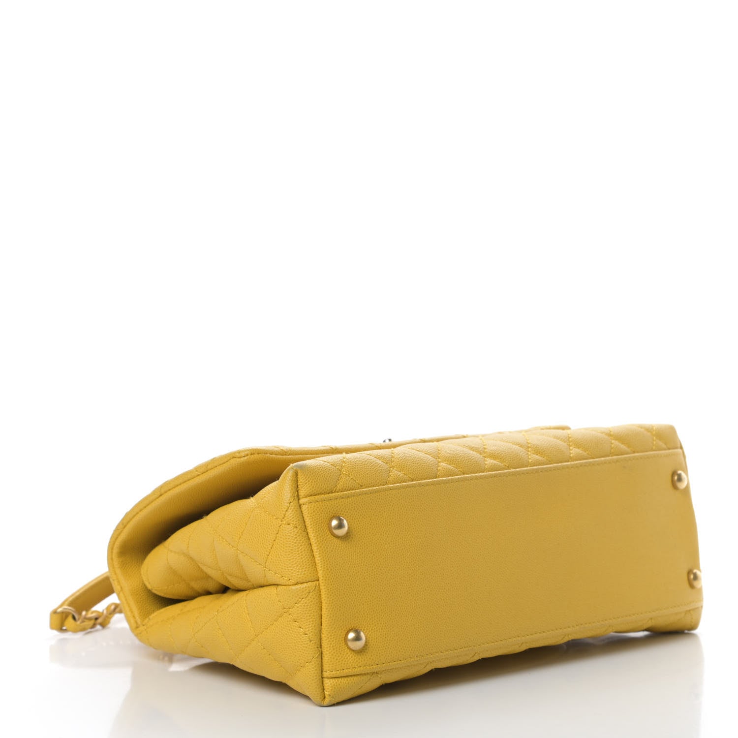 Chanel Caviar Quilted Small Coco Handle Flap Yellow 4 of 13