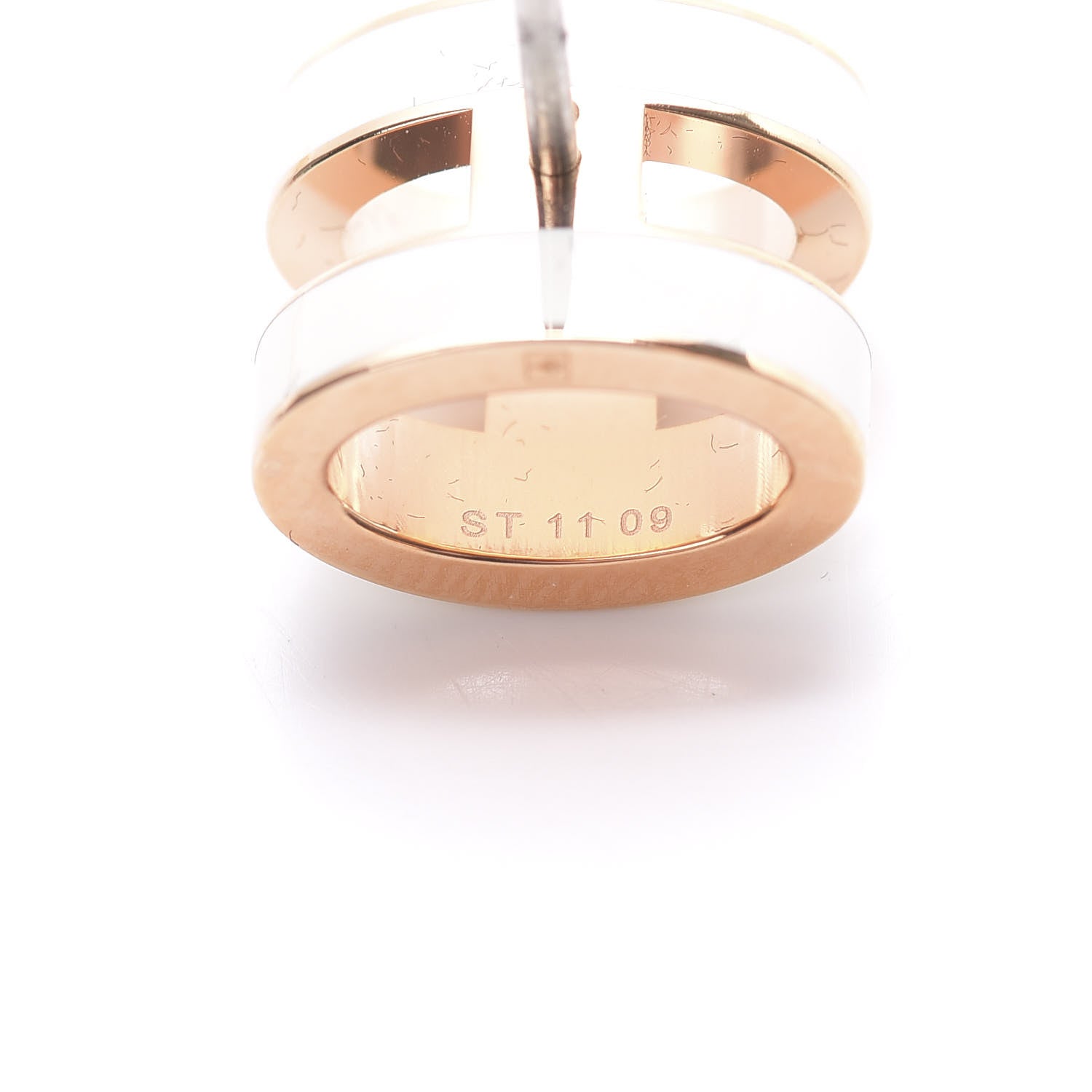 Hermes Rose Gold Lacquered Pop H Earrings Ecru 5 of 6