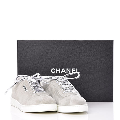 Chanel Suede Calfskin Womens Sneakers 39.5 Grey 22 of 22
