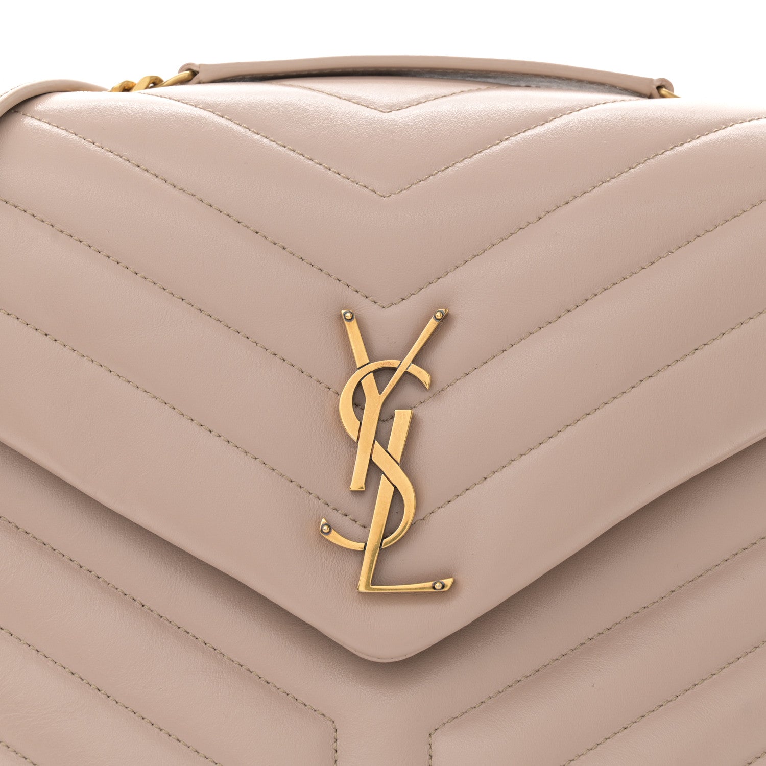 Saint Laurent Calfskin Y Quilted Monogram Medium Loulou Chain Satchel Light Natural 8 of 13