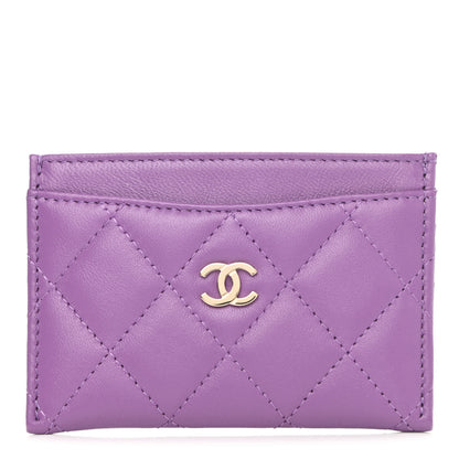 Chanel Lambskin Quilted Card Holder Purple 1 of 9