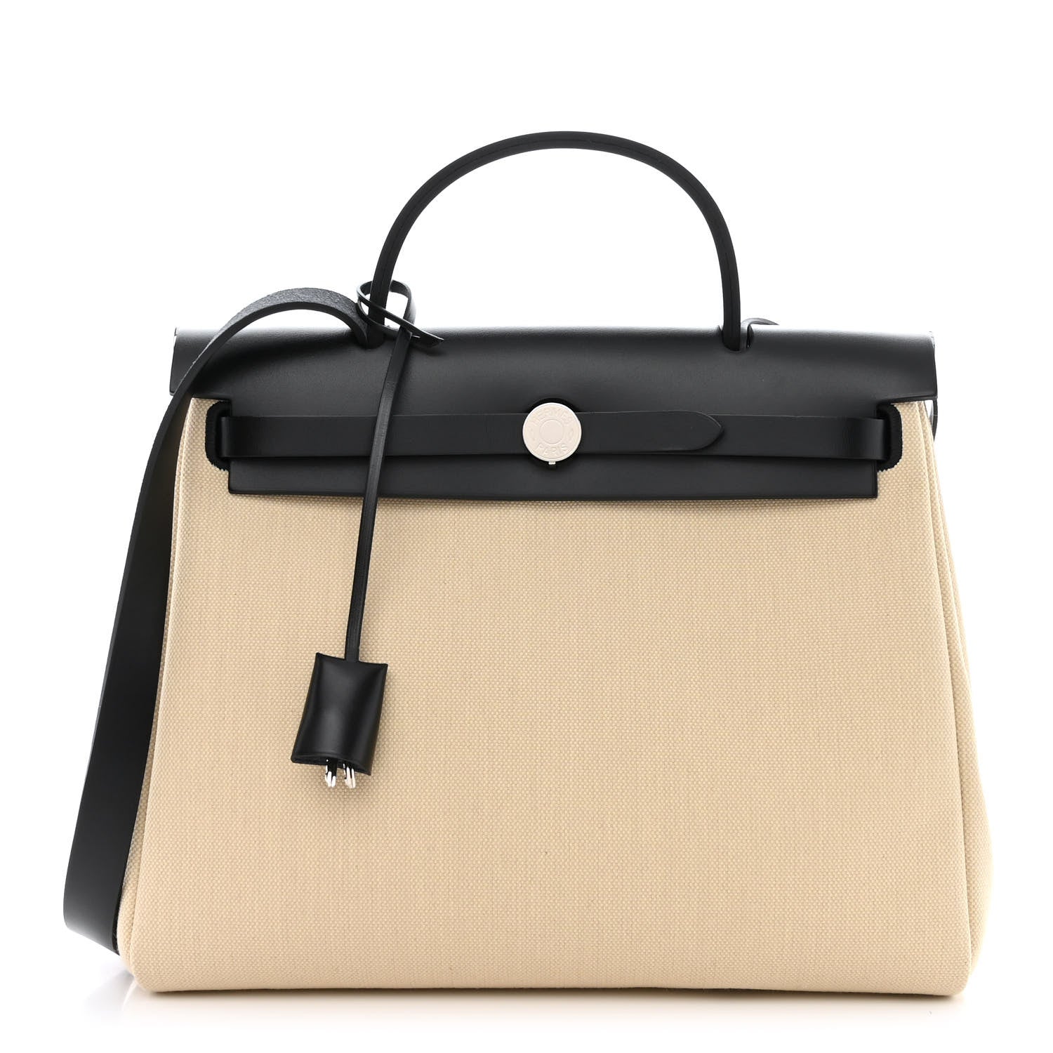Hermes Military Toile Vache Hunter Herbag Zip Retourne 31 PM Beton Black 3 of 13