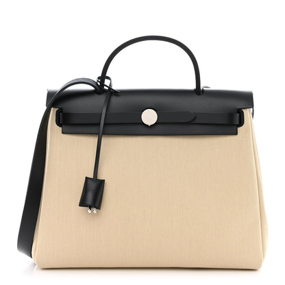 Hermes Military Toile Vache Hunter Herbag Zip Retourne 31 PM Beton Black 3 of 13