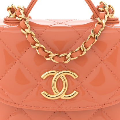Chanel Patent Quilted Mini Top Handle Crossbody Flap Orange 8 of 11