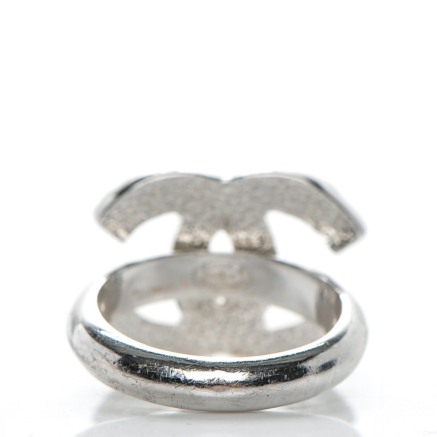 Chanel Baguette Crystal CC Ring 6.5 Silver 3 of 5