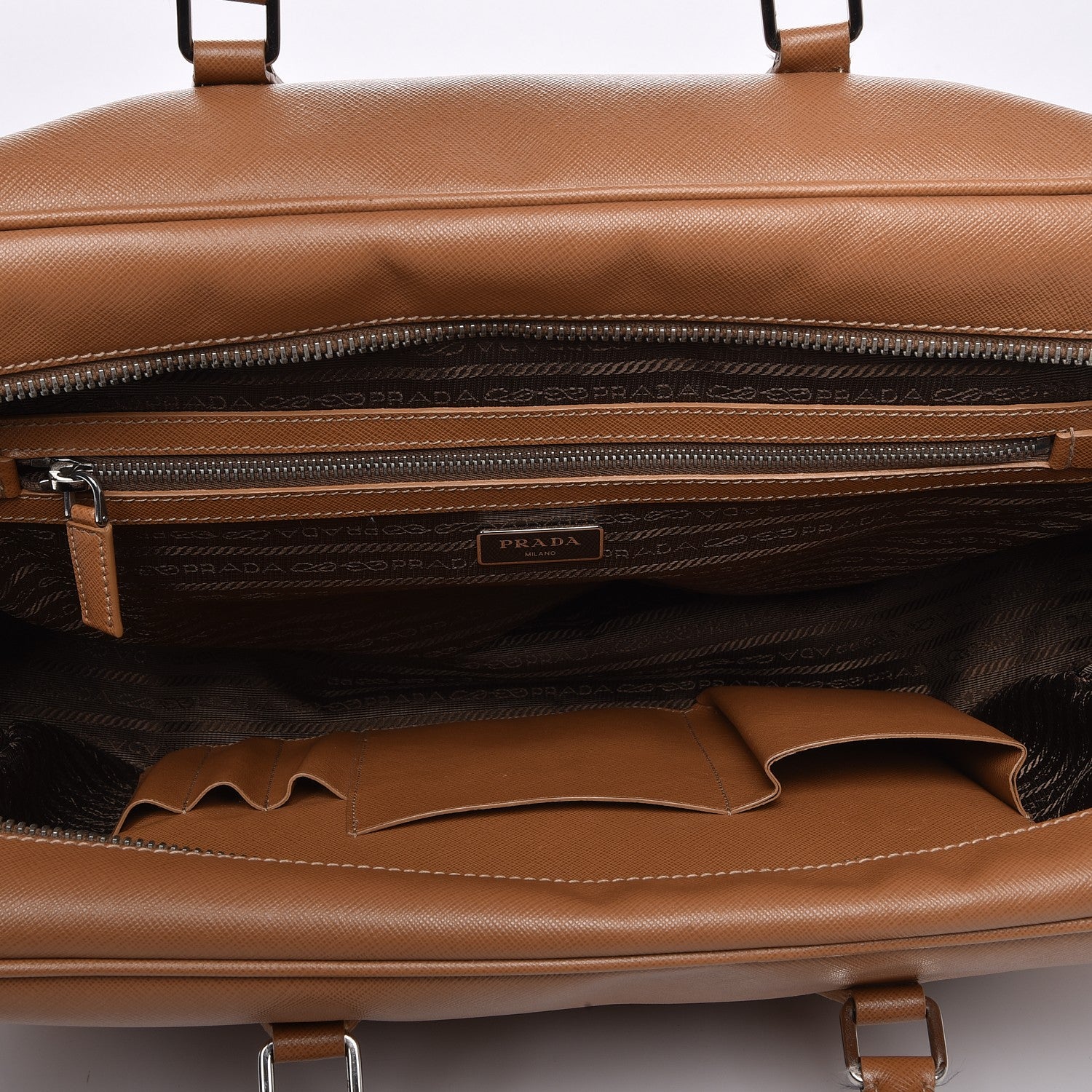 Prada Saffiano Travel Briefcase Beige 12 of 16