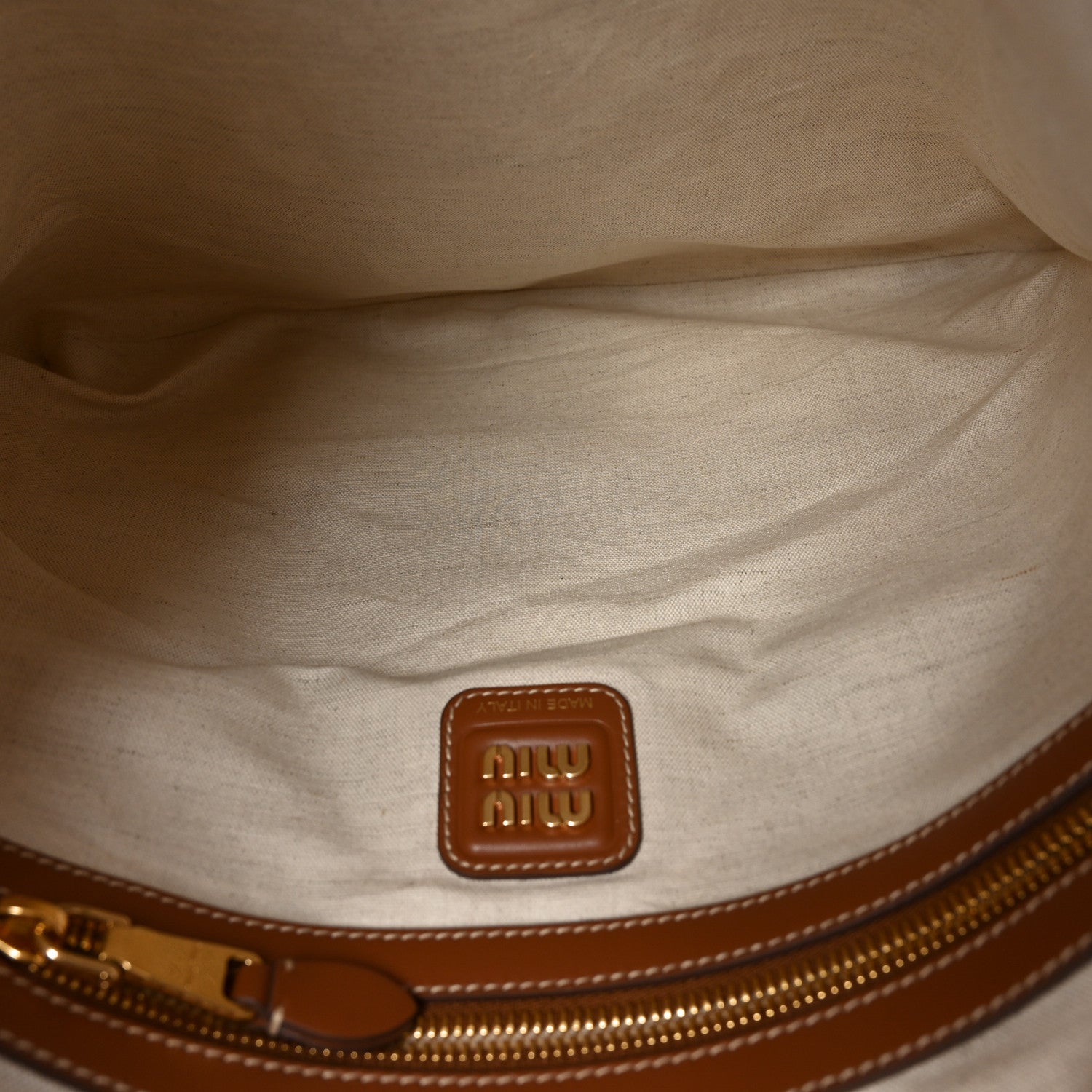 Miu Miu Canvas Ivy Beige Brandy 5 of 9