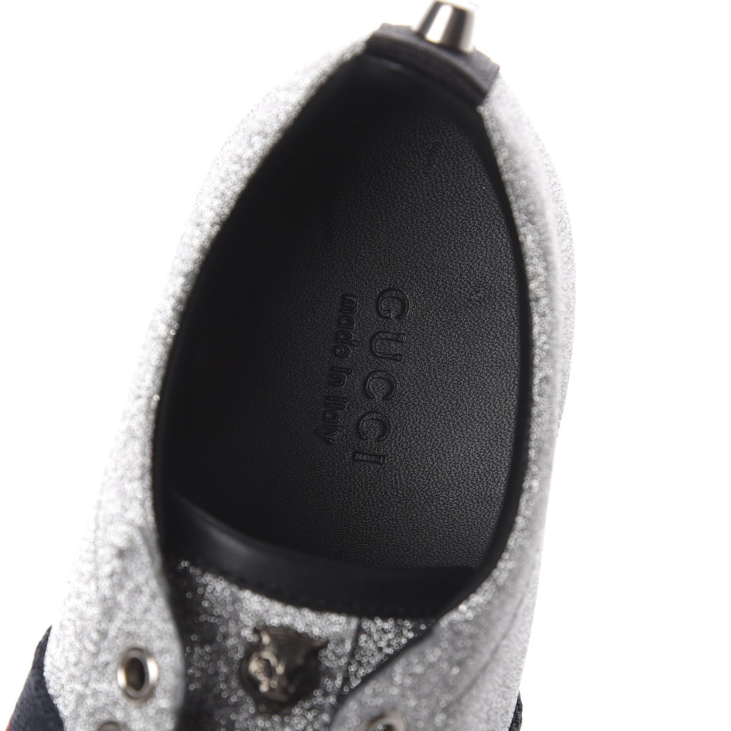 Glitter Fabric Studded Web Womens Sneakers 36.5 Silver