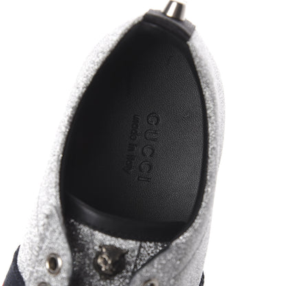 Gucci Glitter Fabric Studded Web Womens Sneakers 36.5 Silver 6 of 8