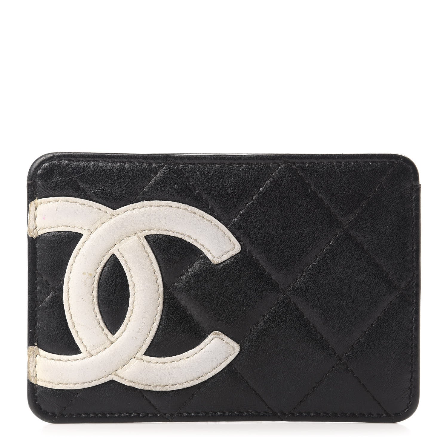 Chanel Calfskin Quilted Cambon Card Holder Black White 1 of 7