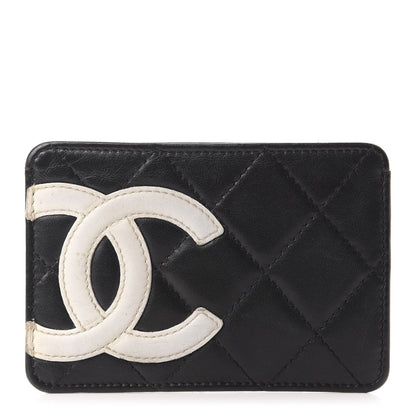 Chanel Calfskin Quilted Cambon Card Holder Black White 1 of 7