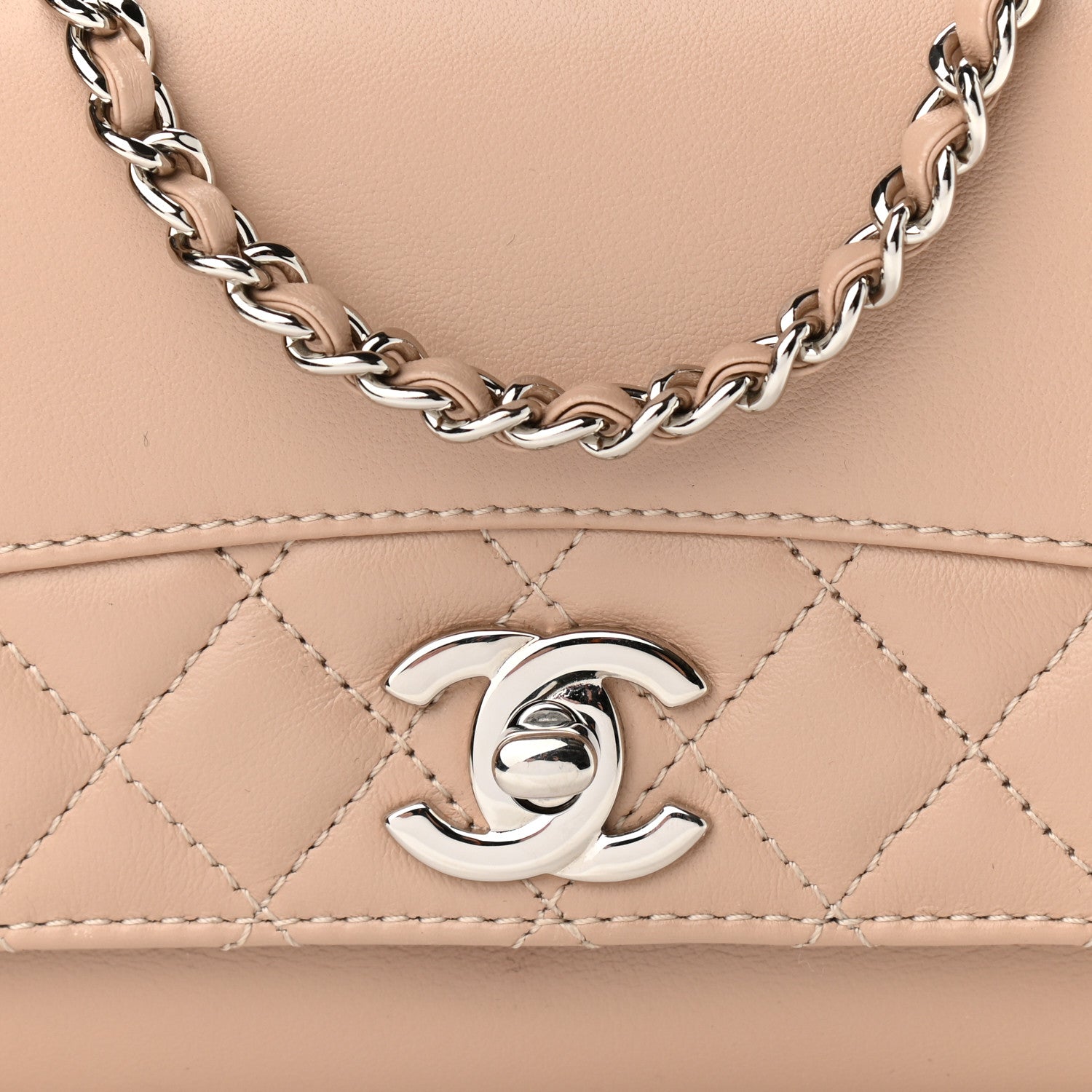 Chanel Calfskin Mini Tramezzo Flap Beige 8 of 11