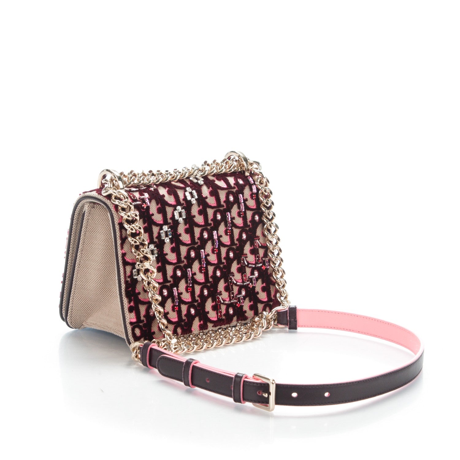 Christian Dior Velvet Crystal Small Diorama Club Flap Bag Plum 3 of 8