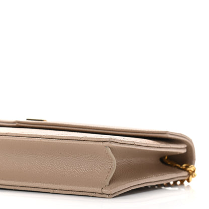 Saint Laurent Grain De Poudre Matelasse Chevron Monogram Envelope Chain Wallet Dark Latte 9 of 9