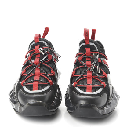 Jimmy Choo Mesh Suede Diamond Trail Sneaker 40 Black Red 2 of 9