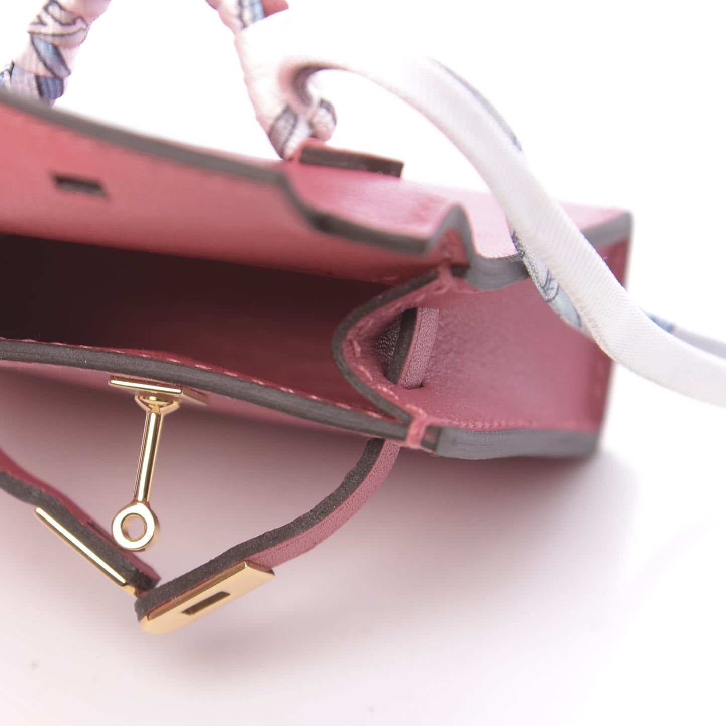 Tadelakt Mini Kelly Twilly Bag Charm Rose Lipstick