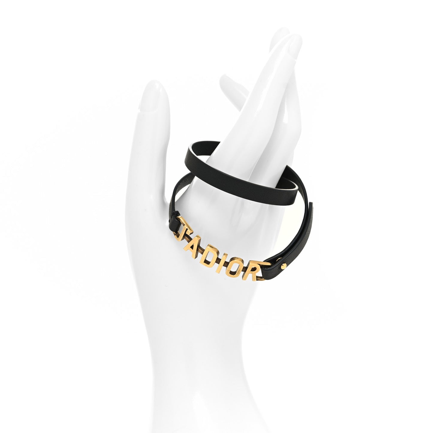 Calfskin J'adior Double Bracelet Black