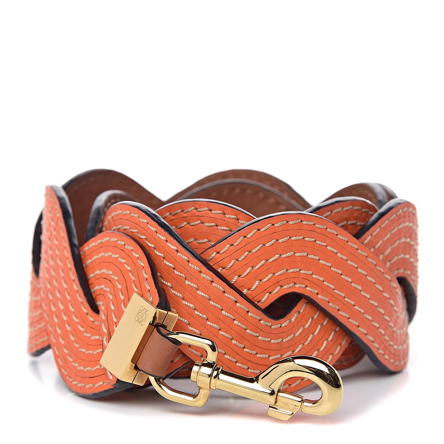 Loewe Calfskin Wavy Stitches Strap Tan Orange 1 of 3