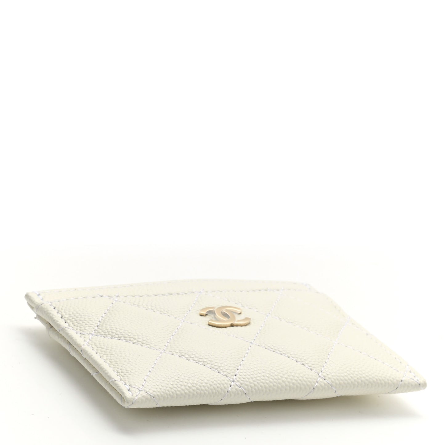 Caviar Quilted Card Holder White