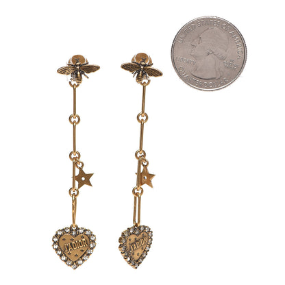 Christian Dior Metal Crystal Heart J'adior Drop Earrings Gold 2 of 5