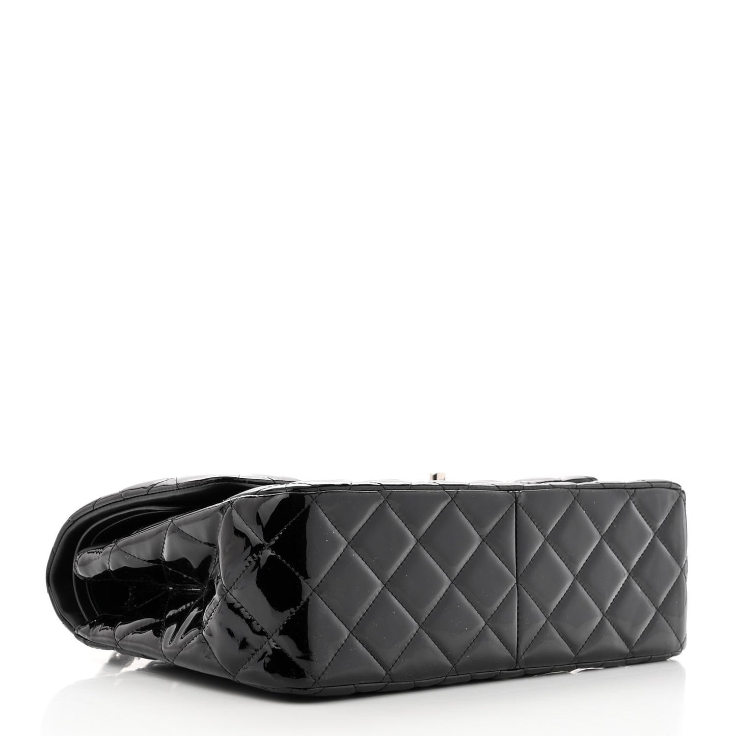 Patent Quilted Jumbo Double Flap Black