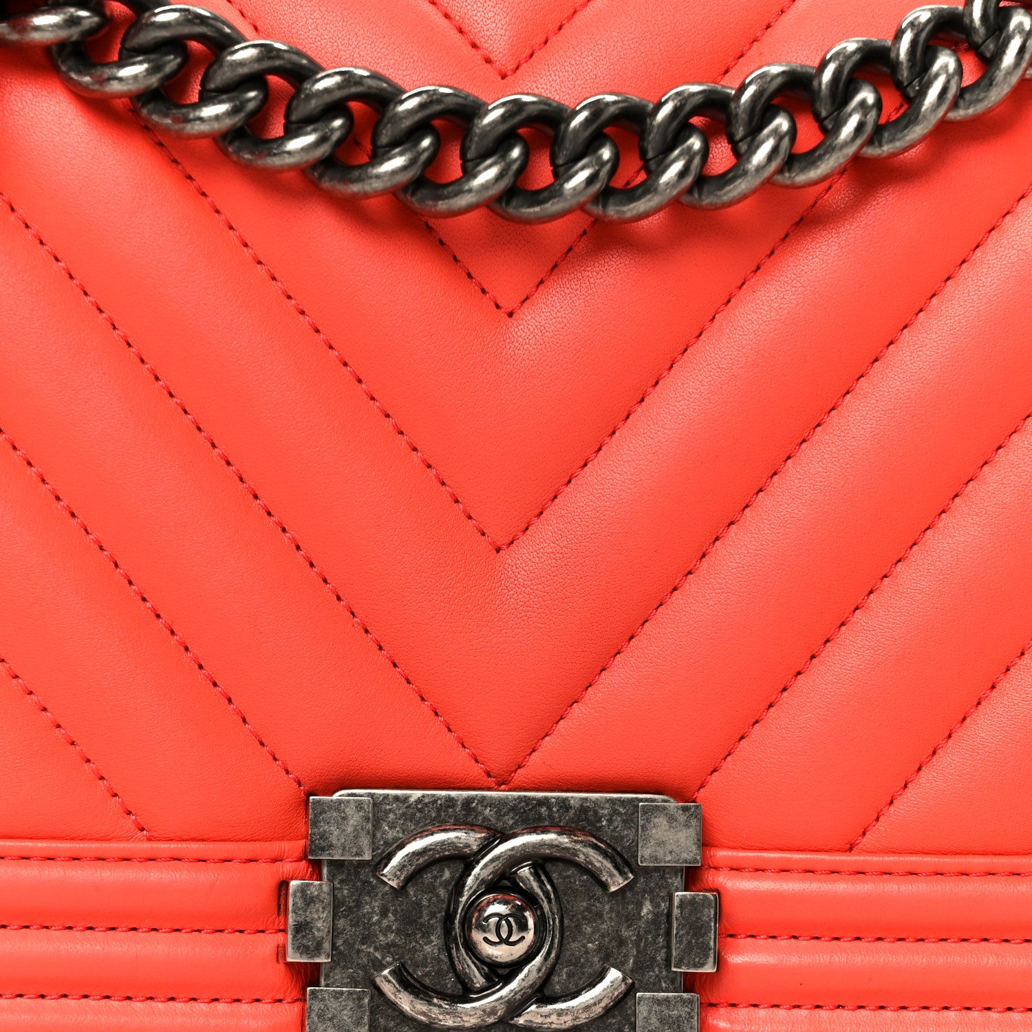 Chanel Lambskin Chevron Quilted Medium Boy Flap Red 8 of 10