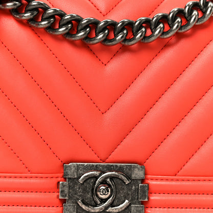 Chanel Lambskin Chevron Quilted Medium Boy Flap Red 8 of 10