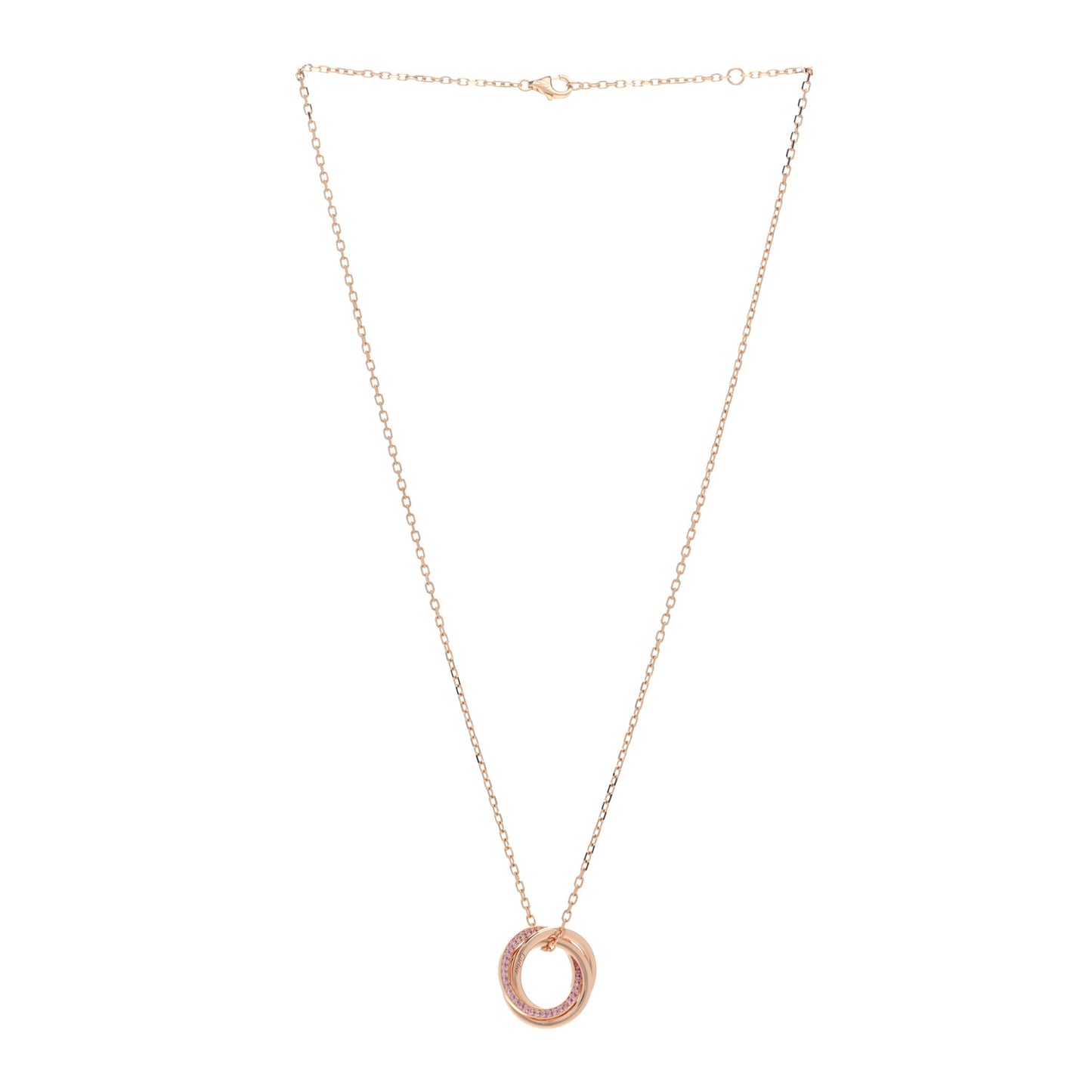 18K Pink Gold Pink Sapphire Trinity Pendant Necklace