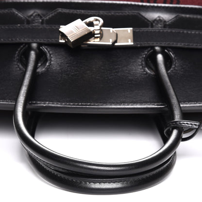 Hermes Toile Box Potamus Birkin 35 Black Rouge H 21 of 24