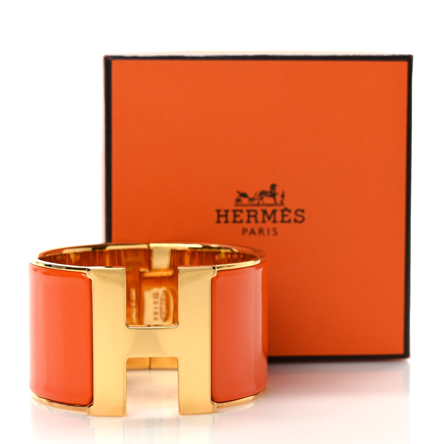 Hermes Enamel Extra Wide Clic Clac H Bracelet GM Orange 5 of 5