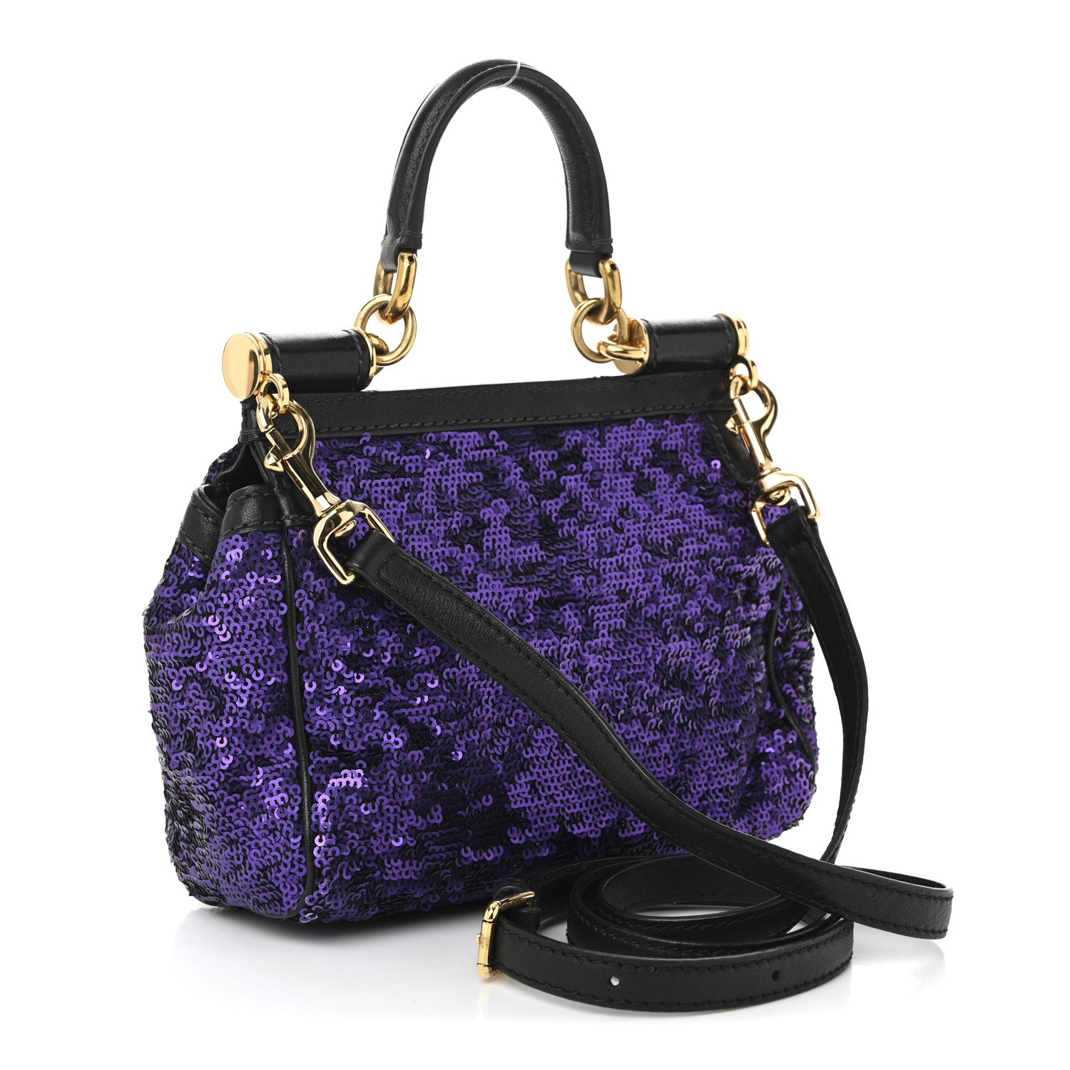 Dolce & Gabbana Sequin Small Miss Sicily Satchel Purple 3 of 9