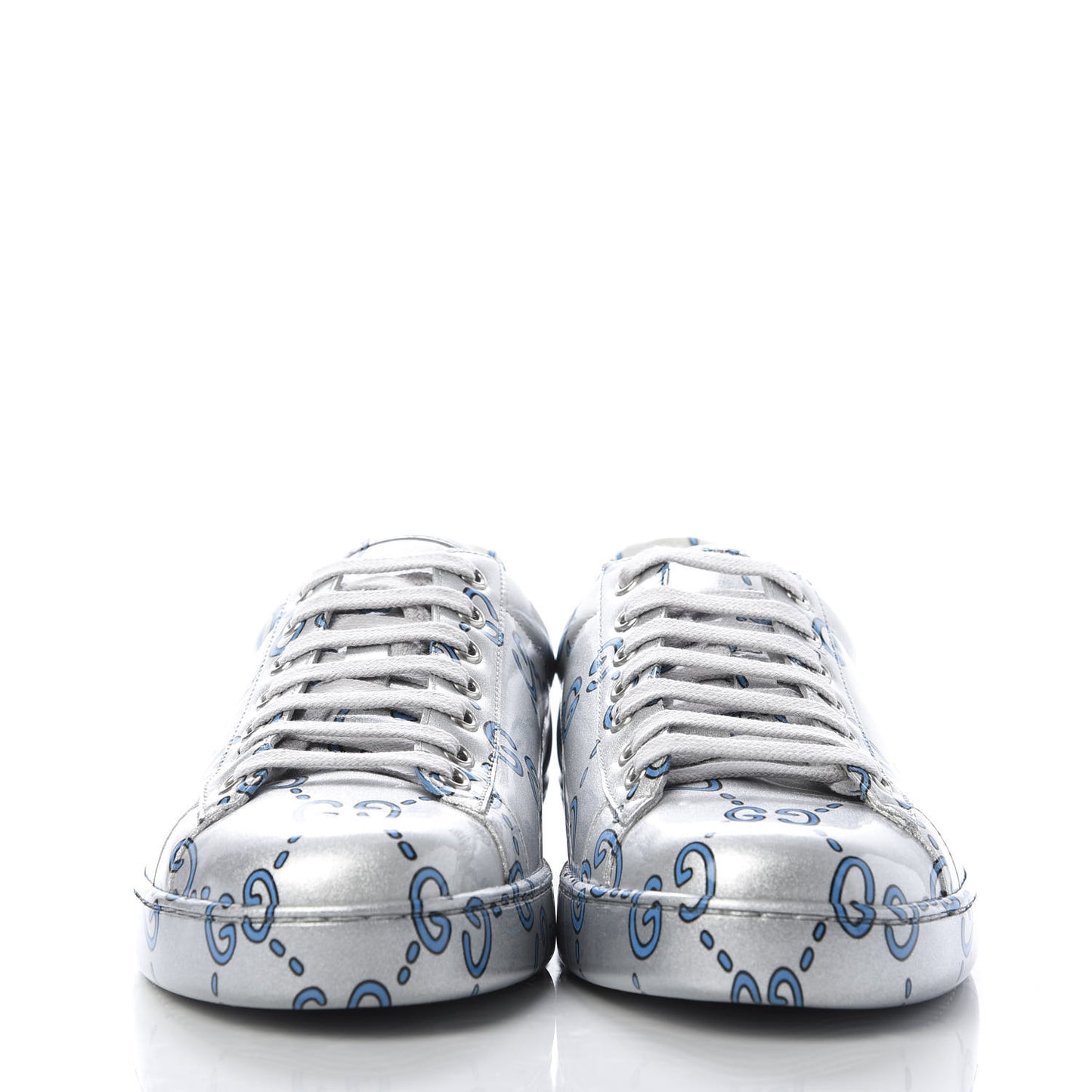 Miro Rubber Wax GucciGhost Print Mens New Ace Sneakers 8 Silver