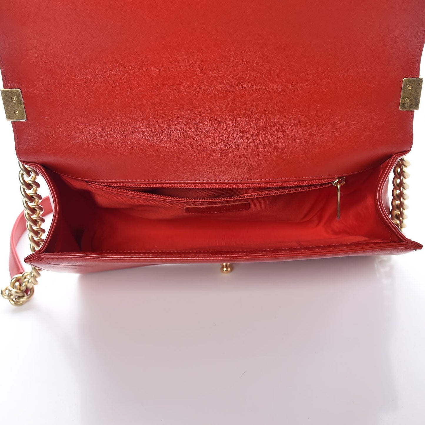 Calfskin Quilted New Medium Boy Flap Red