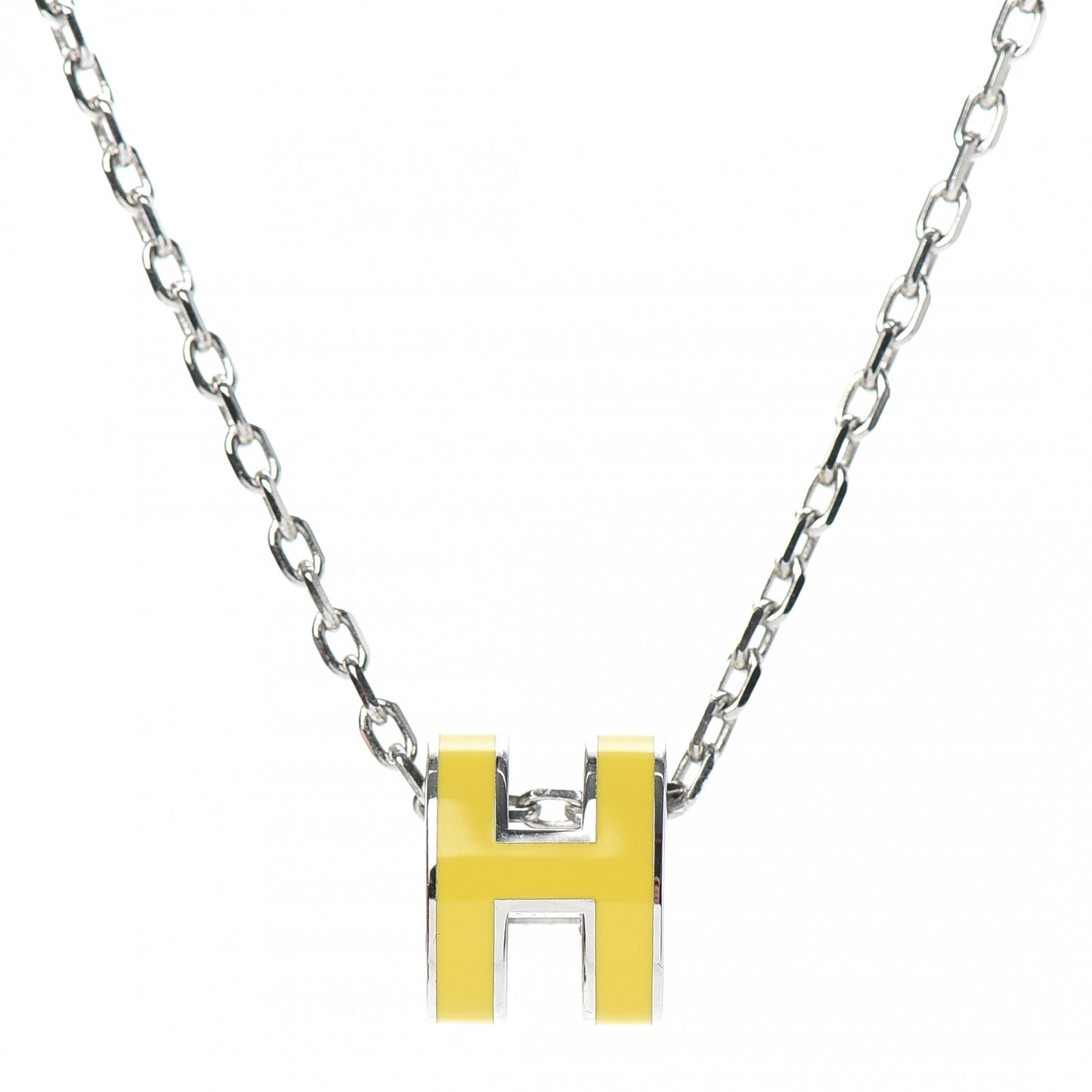 Lacquered Palladium Mini Pop H Pendant Necklace Jaune Sature